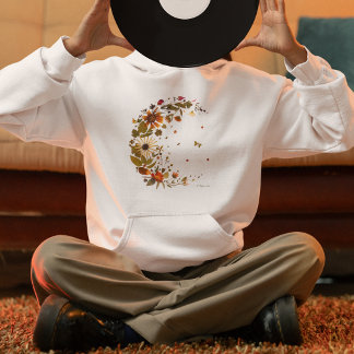 Floral Crescent Moon l Pressed Flower Artwork Hoodie