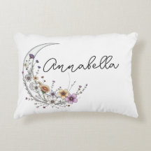 Floral Crescent Moon Personalized Celestial Art