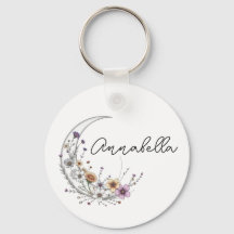 Floral Crescent Moon Personalized Celestial Art
