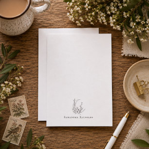 Floral Crescent Moon Personalized Note Card