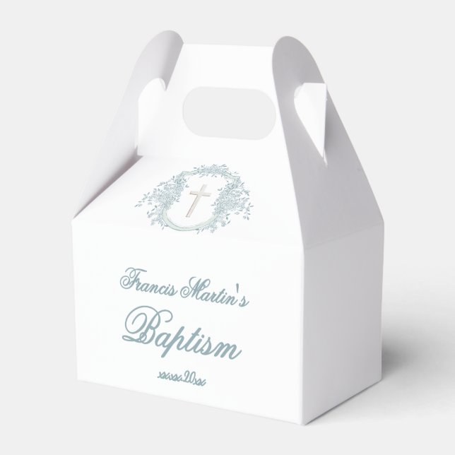 floral crest | Baptism Favor Box (Front Side)