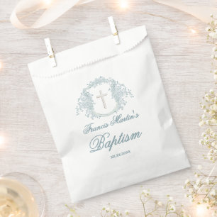 floral crest   Baptism Favour Bag