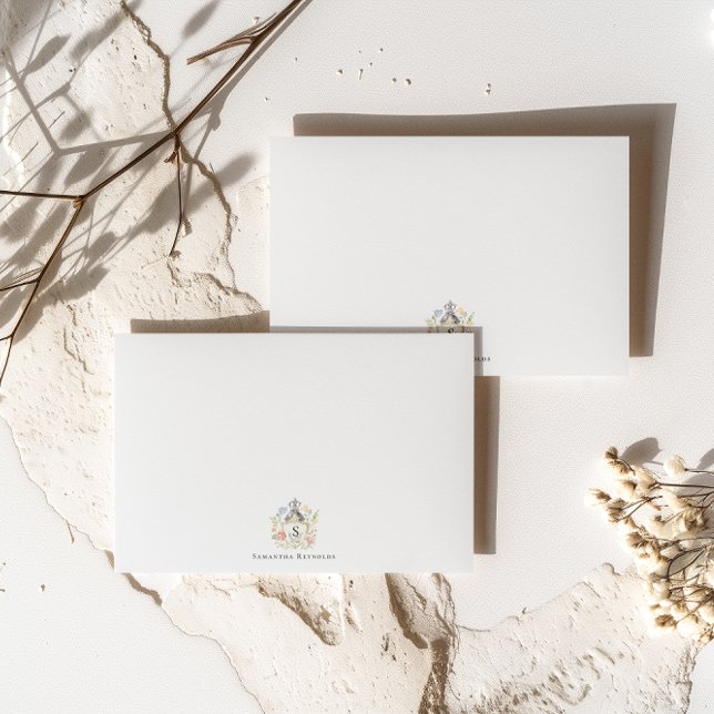 Floral Crest Monogram Personalized  Card (Creator Uploaded)