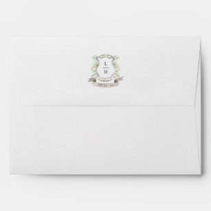 Floral Crest Watercolor Monogram Wedding Envelope