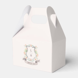 Floral Crest Watercolor Monogram Wedding Favor Box
