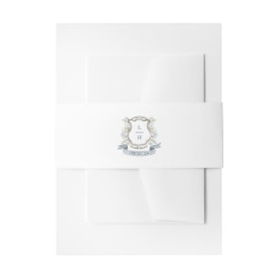 Floral Crest Watercolor Monogram Wedding Invitation Belly Band