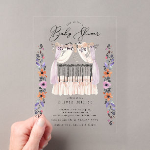 Floral Crib Baby Shower Invitation