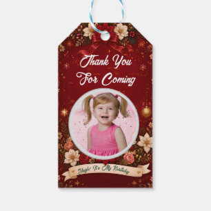 Floral Crimson Unicorn 1st Birthday Christmas Gift Tags