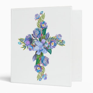 Floral Cross 3 Ring Binder