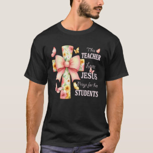 Floral Cross and Butterfly Design for Christian Te T-Shirt