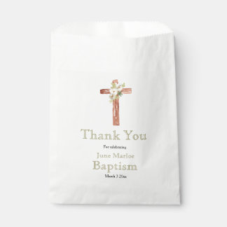 Floral cross baptism party favour bag