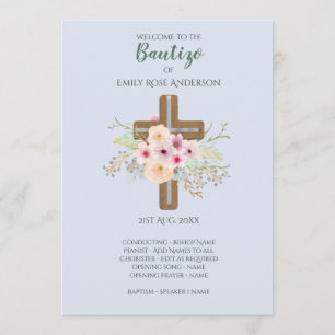 Floral Cross BAUTIZO Bautismo Baptism Program