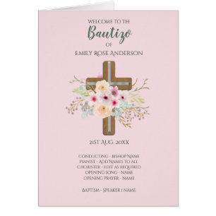 Floral Cross BAUTIZO Bautismo Baptism Programme