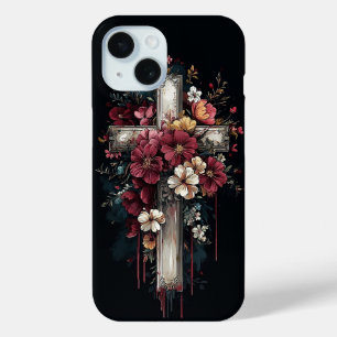 Floral Cross iPhone 15 Case