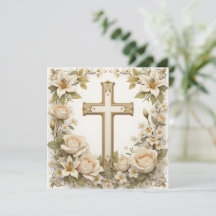 Floral Cross Catholic Christening