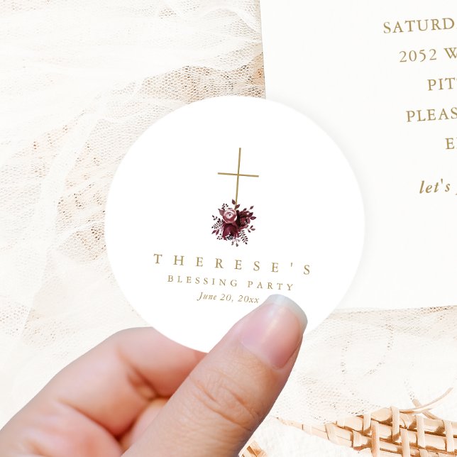 Floral Cross Christian Mother and Baby Blessing Classic Round Sticker (Creator Uploaded)