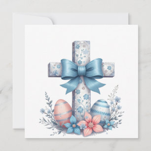Floral Cross Coquette Jesus Bow Christian Religion Holiday Card