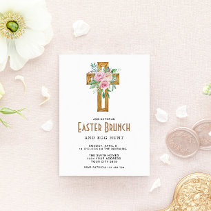Floral Cross Easter Brunch Invitation