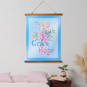 Floral Cross Hanging Tapestry