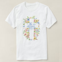 Floral Cross He is Risen Easter Unisex
