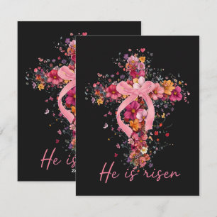 Floral Cross  'He Is Risen' Holiday Card