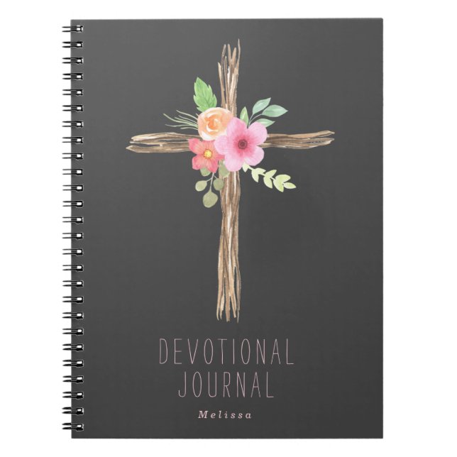 Floral Cross Personalized Devotional Notebook (Front)