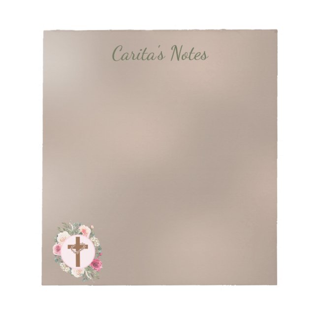 Floral Cross Personalized Notepad (Front)