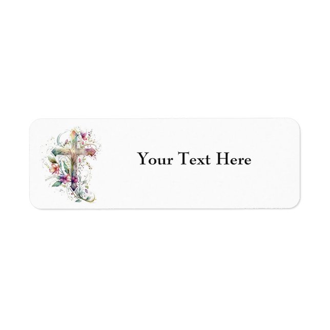 Floral Cross Return Address Labels (Front)