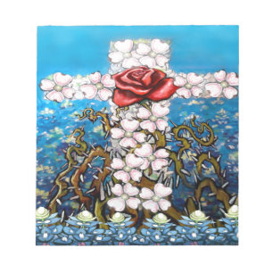 Floral Cross Rose Notepad
