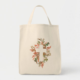 Floral Cross Silhouette  Tote Bag