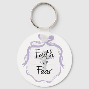Floral cross with Christian quote   Keychain