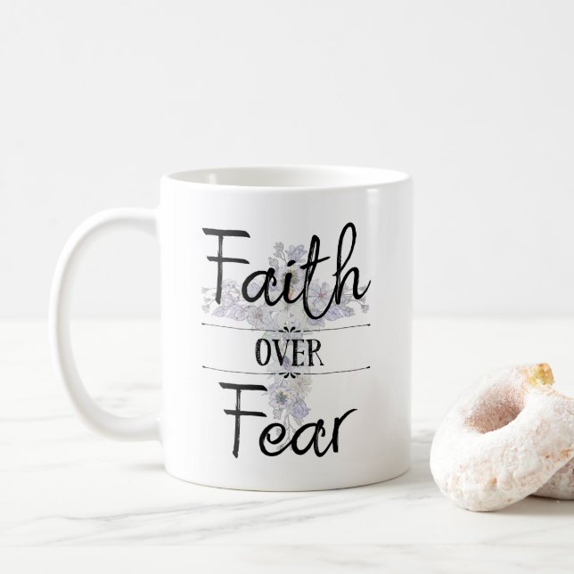 Floral cross with Christian quote  Mug (With Donut)