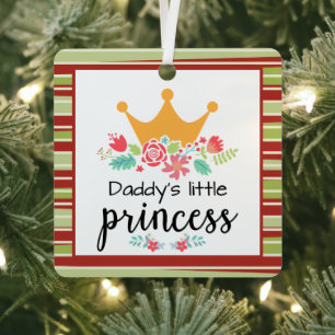 Floral crown daddy's little princess metal ornament