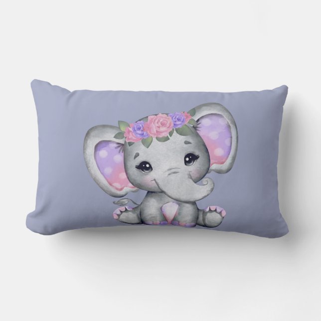 Floral Crown Elephant Print Pillow (Front)