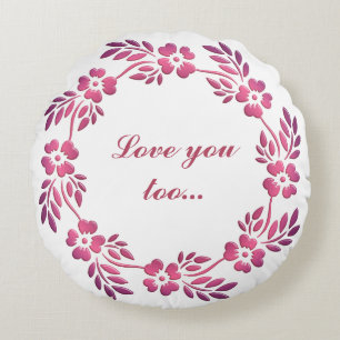 Floral Crown Purple Mandala Round Pillow