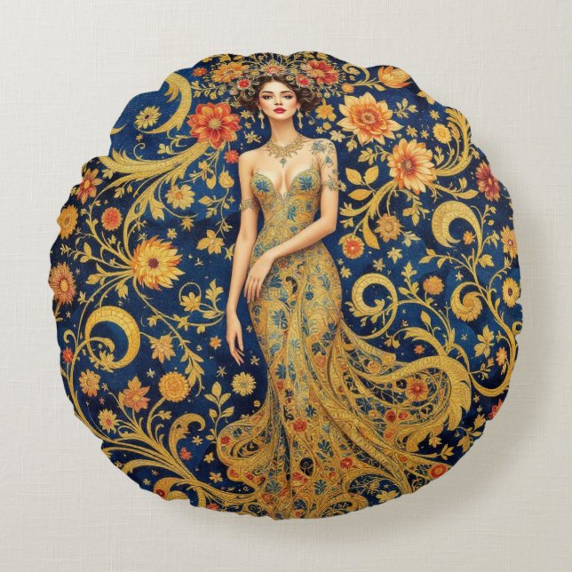 Floral Crown Round Pillow (Front)