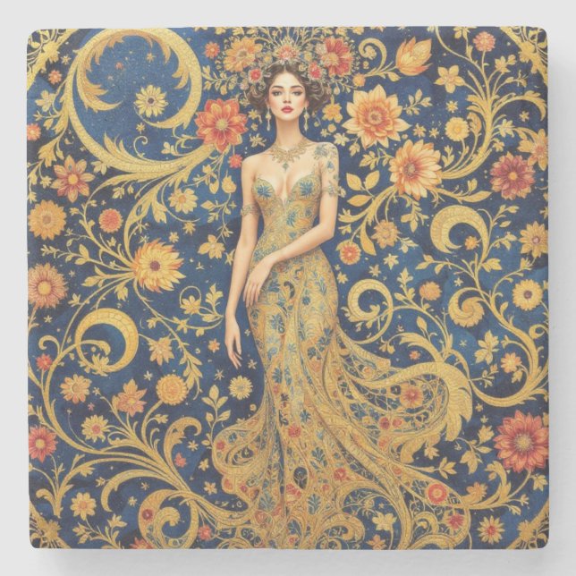 Floral Crown Stone Coaster (Front)