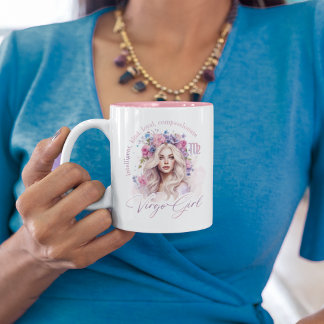 Floral Crown Virgo Girl Astrology Feminine Two-Tone Coffee Mug