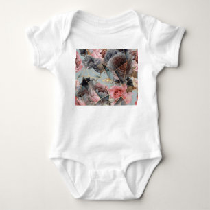 Floral crystal geometry, watercolor light backgrou baby bodysuit