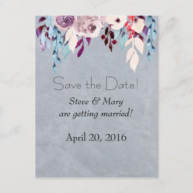 Floral Curtain Save the Date Postcard (Front)