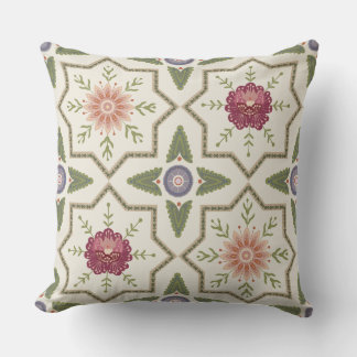 Floral Cushion with Folk Art and Cottagecore Charm