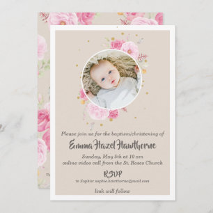 Floral custom Baby Invitation Shower   Baptism