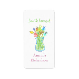 Floral custom bookplates / personalized bookplates label