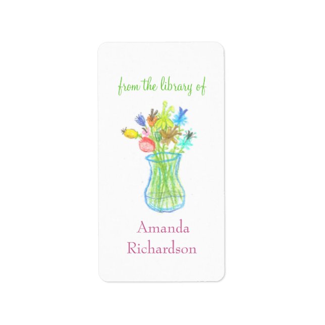 Floral custom bookplates / personalized bookplates label (Front)