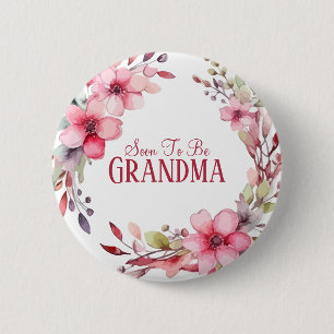 Floral Custom Grandmother to Be Baby Shower 2 Inch Round Button