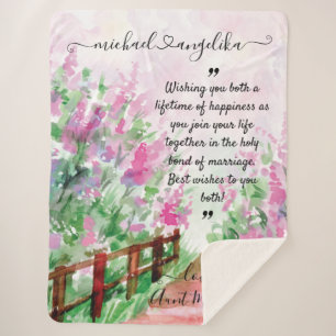 Floral Custom Message Blanket for the Newlyweds