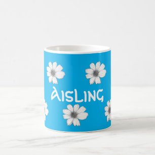 Floral Custom Name light Blue Coffee Mug