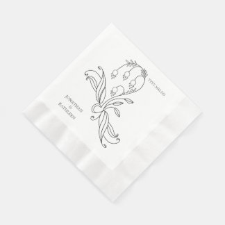 Floral Custom Name Personalized Elegant  Napkin