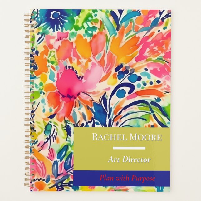 Floral Custom Name Planner for Work, School (Front)