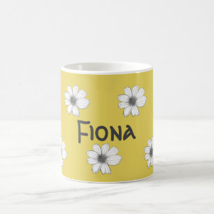 Floral Custom Name Yellow Mustard Coffee Mug